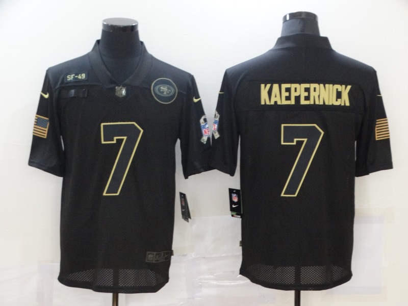 Men's San Francisco 49ers #7 Colin Kaepernick 2020 Black Salute To Service Limited Stitched Jersey